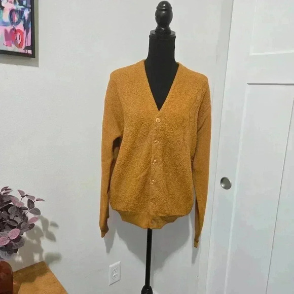 Rare Vintage 1950s-1960s Textured Wool Cardigan by Arena - Size Large - Picture 8 of 11